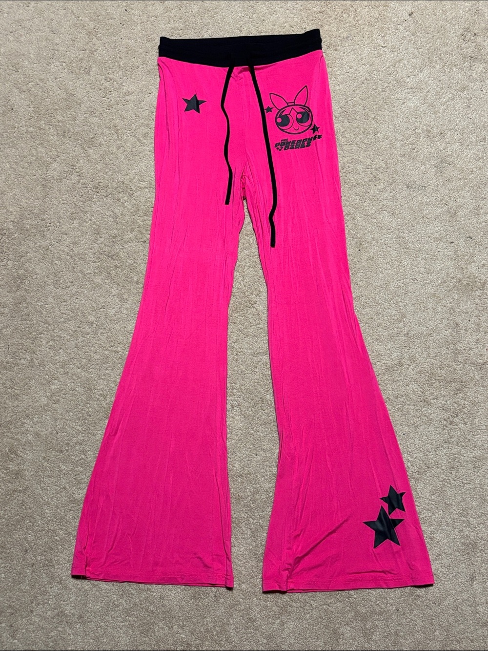 Hot Pink Power Puff Girls Flared Leggings